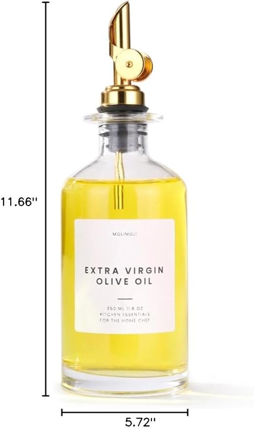 Molimoli Glass Oil Dispenser Bottle for Kitchen, Weighted Pourer, Olive Oil Cruet | 350ml, Set of 1