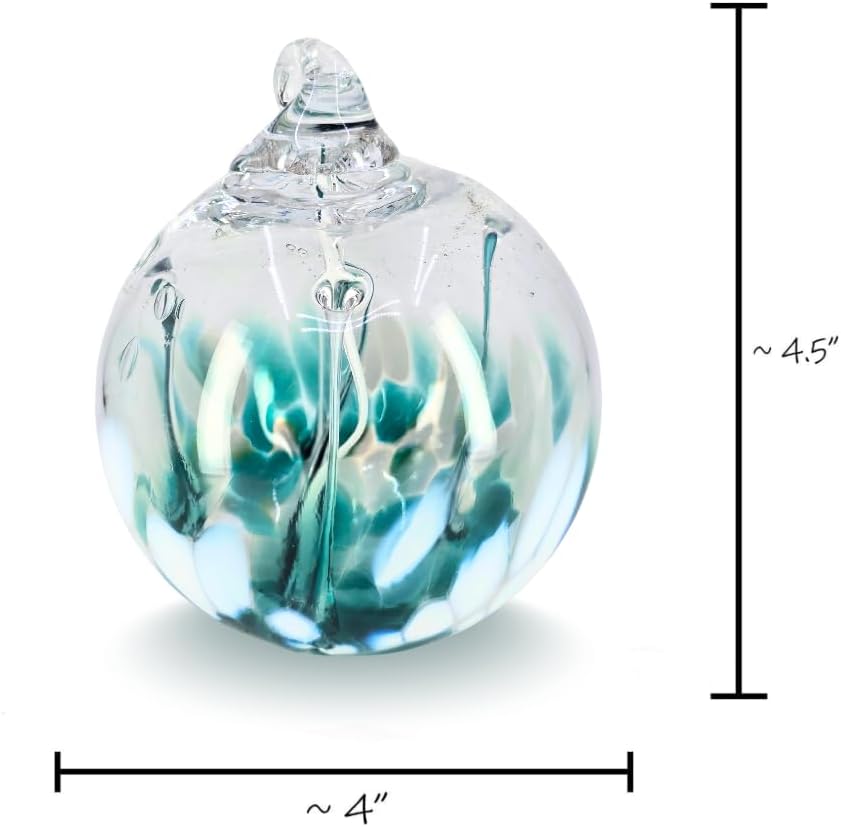 Luke Adams Handmade Glass Gazing Balls for Garden on Clearance – Hand Blown Glass Gazing Ball for Yard Décor – Decorative Garden Globe (Waterfall)