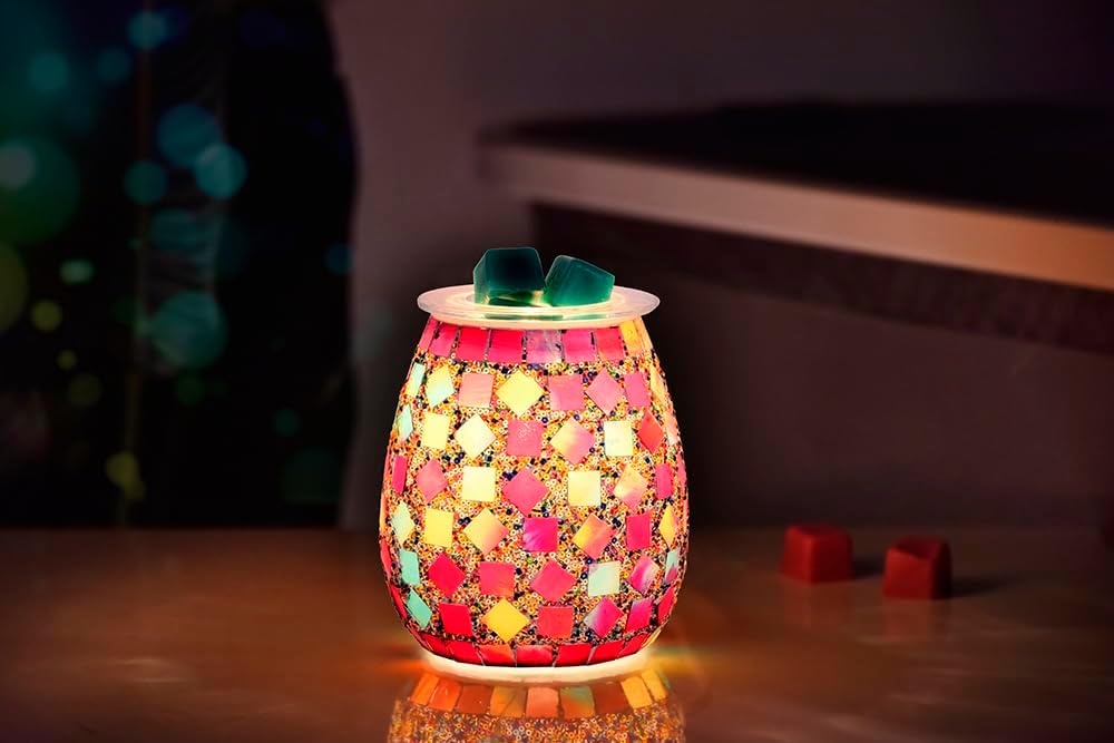 Dicimi Mosaic Glass Wax melt Warmer, Candle Wax Warmer, Electric Oil Burner,Wax Warmer for Scented Wax, for Essential Oil Burner & Wax Melts Burner MSK00012