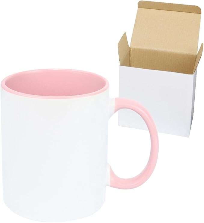 11oz White Ceramic Sublimation Coffee Mug in White Gift Box (6 Mixed Colors, 12)