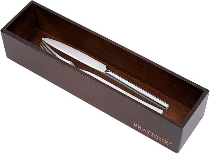 Bamboo Drawer Organizer - Kitchen Utensil Organizer Silverware Tray Cutlery Holder,Office Desk Supplies and Accessories,12 * 3 * 2.6inch,Nut-brown