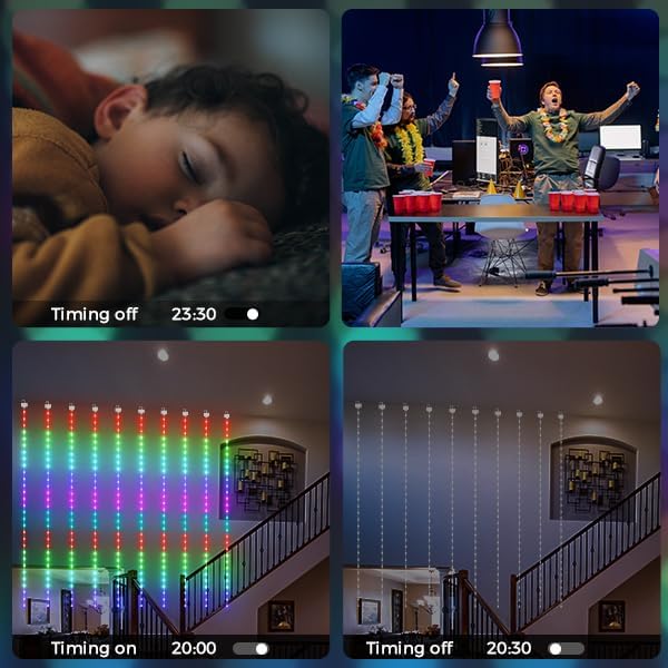 KPORE Smart Fairy Curtain Lights – 300 LED Color-Changing String for Indoor/Outdoor Decor – Christmas, Weddings, Parties & Room Backdrop