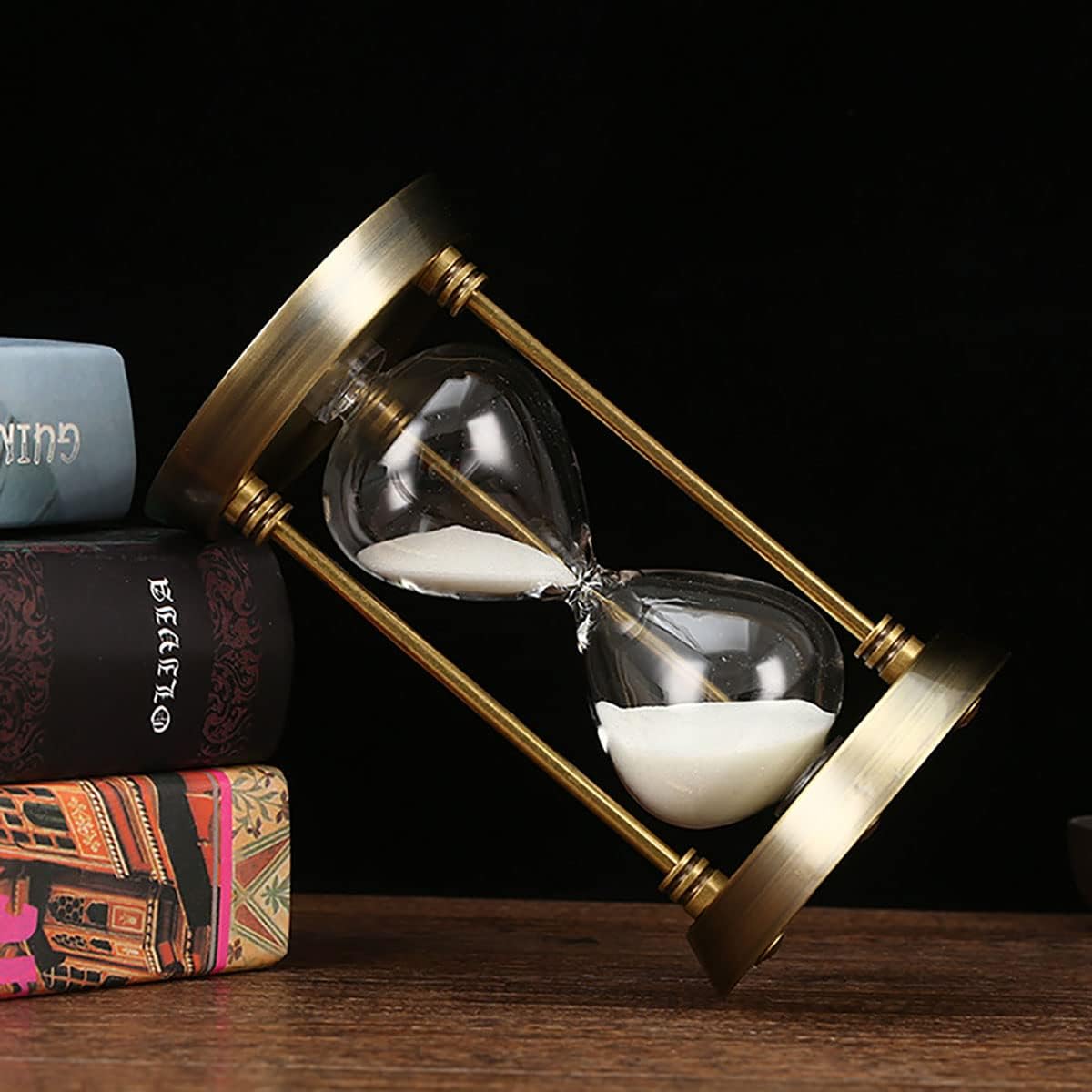 Sand Timer 15 Minutes,Hour Glass,Metal Vintage Hourglass,Hourglass Decor,for Home Decoration Office Desk Wedding Party Decor Kitchen Timer (White Sand)