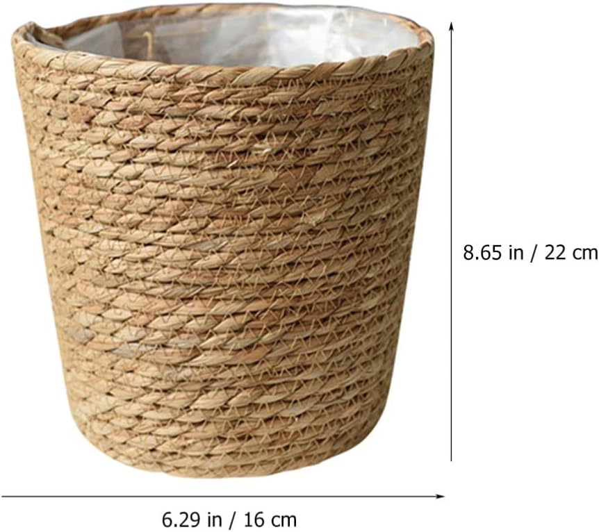 Home Decor Woven Straw Flower Pot Seagrass Planters Basket Garden Plant Pot Containers Wicker Rattan Vase Sundries Organizer Storage Bins for Indoor Outdoor Plants Vintage Decor