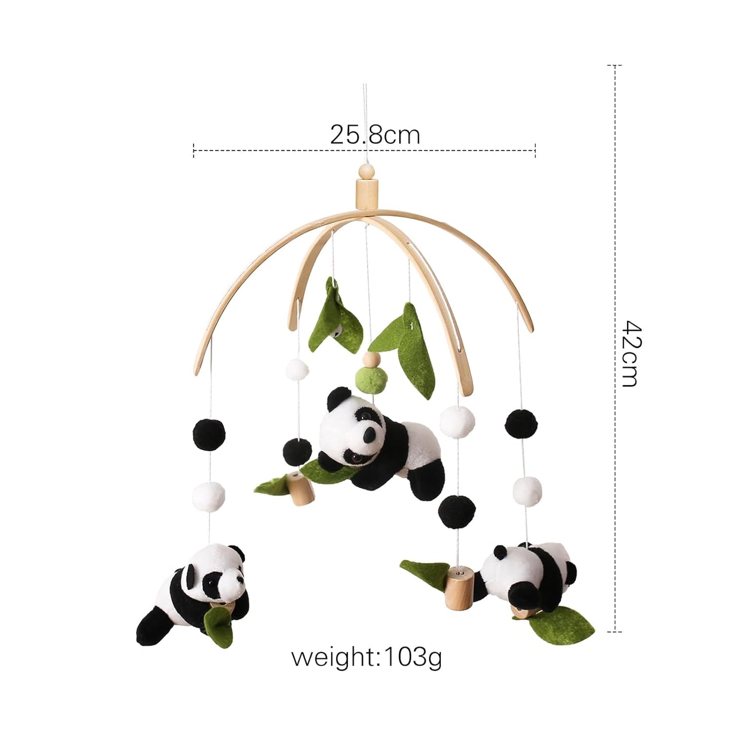 Baby Crib Mobile - Panda Mobile for Crib, Nursery Mobile Decor, Baby Bassinet Mobile Toy - Shower Set for Infant Bedroom Hanging Decoration, Gender Neutral Baby Gift