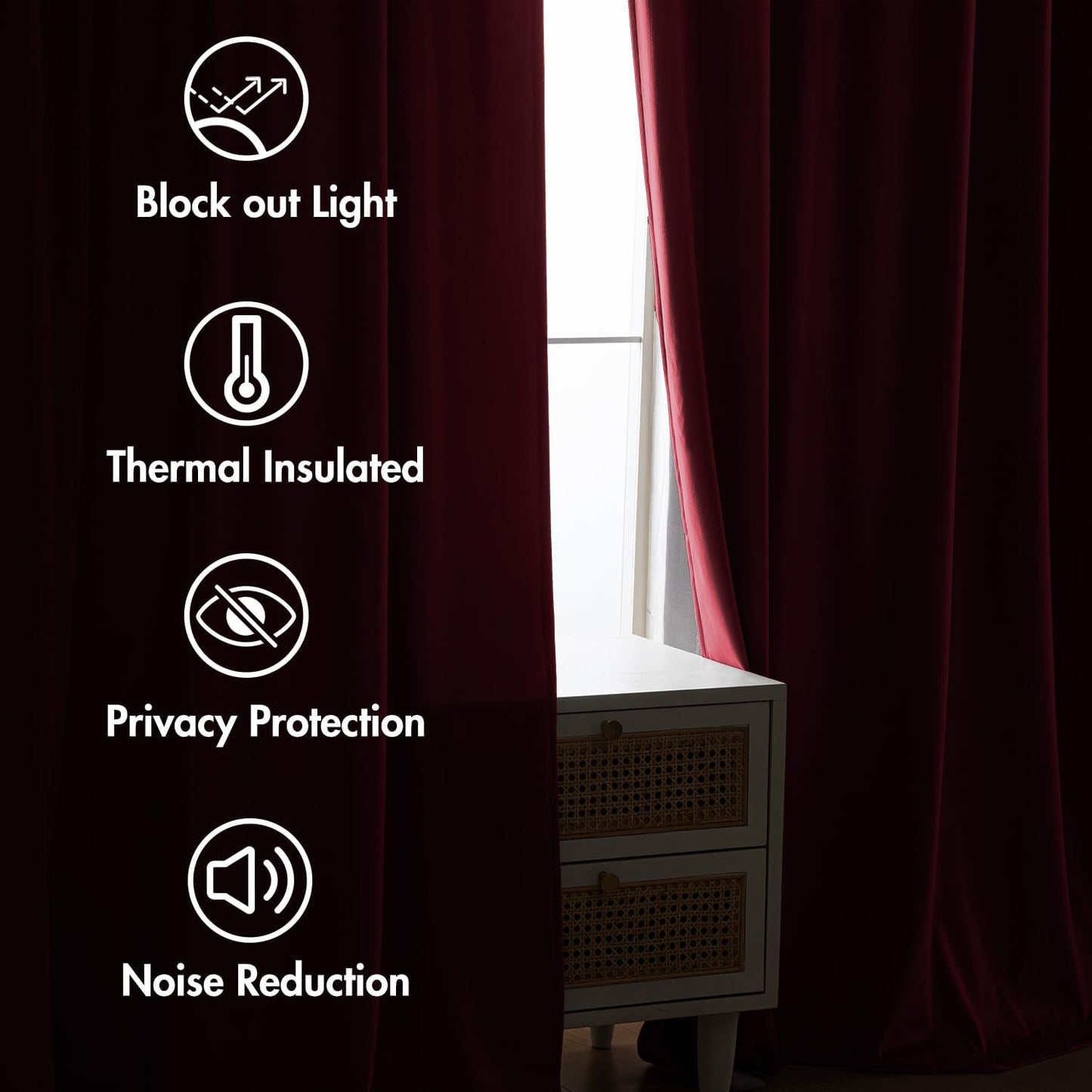 MIULEE Hot Pink Velvet Curtains 108 inches 2 Panels - Luxury Room Darkening Window Drapes for Bedroom Living Room Thermal Insulated Super Soft Blackout Extra Long, Back Tab Rod Pocket Pinch Pleated