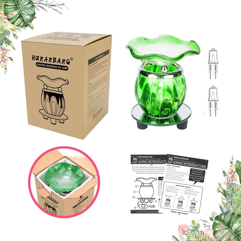 HUNANBANG 3 in 1 Electric Oil Warmer Scented Wax Warmer Wax Melt Warmer Melter Fragrance Wax Burner(LW-Green2)