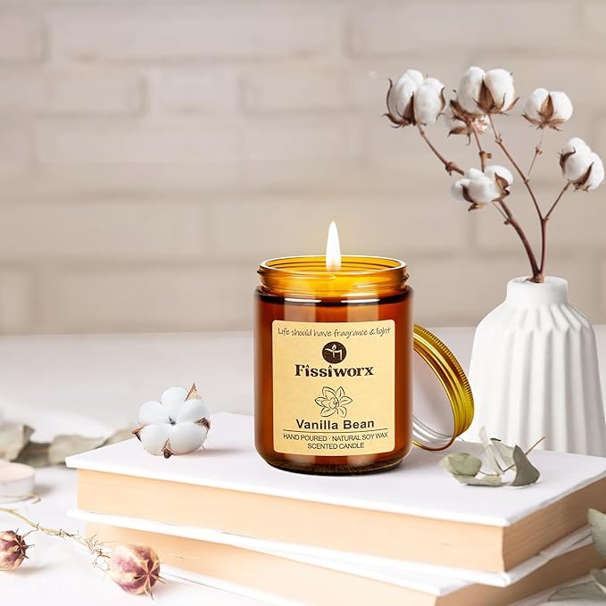 Vanilla Scented Candle Set 2 Pack, Candle for Home Scented, Odor Eliminating, Stress Relief, total15oz, 110 Hours Long Lasting Candles, Soy Candle Gift Set for Women