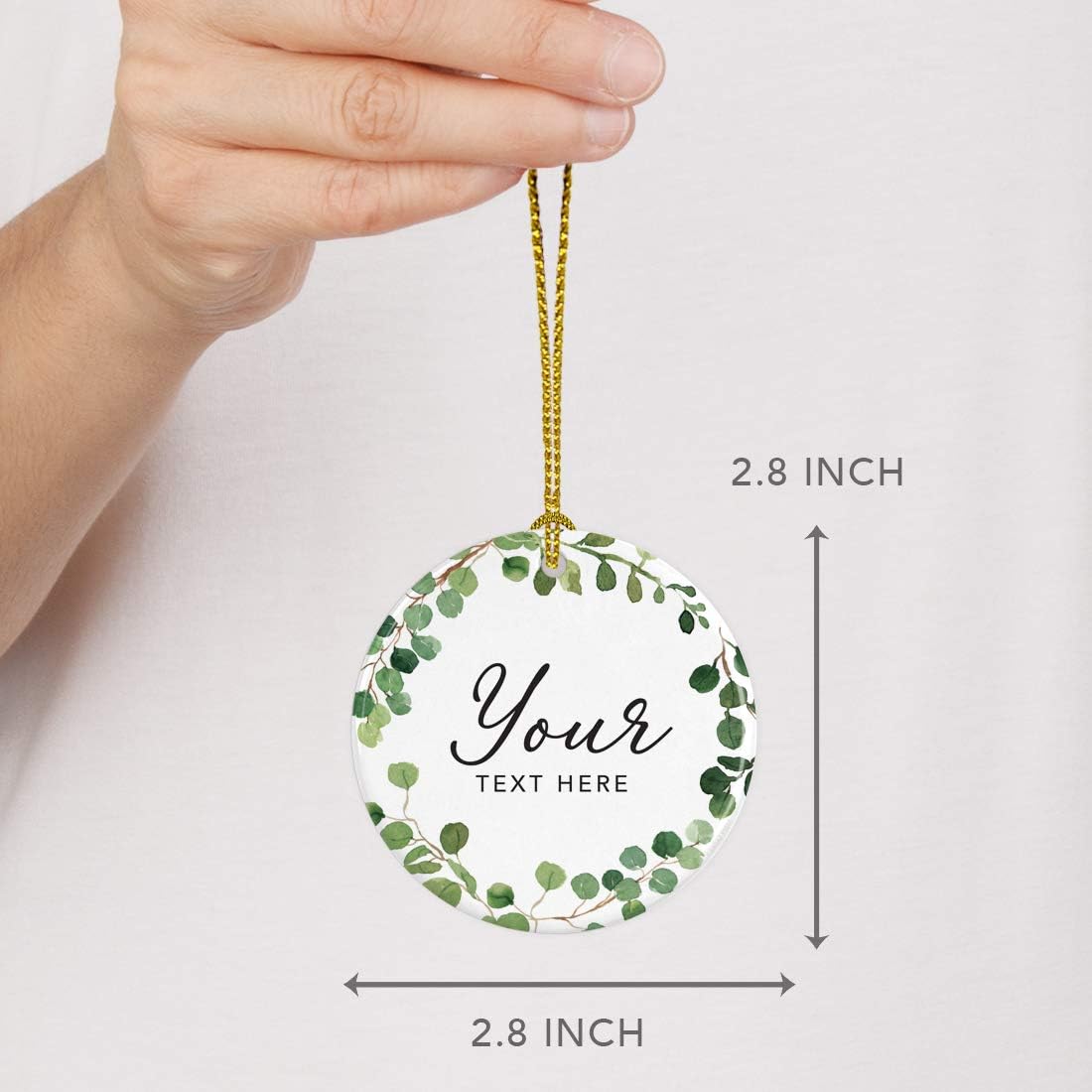 Andaz Press Personalized Round Ceramic Porcelain Christmas Tree Ornament Gift, Your Text Here, Farmhouse Eucalyptus Wreath, 1-PackGirl's Grandchild Niece Birthday Ideas