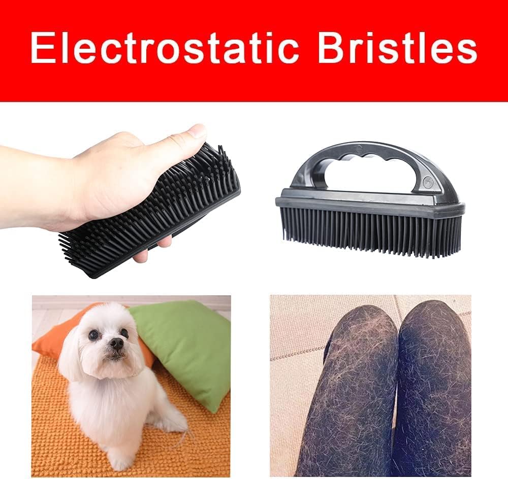Rubber Pet Hair Removal Brush Lint & Hair Removal Cat Dog Hair Remover Brush Pet Hair Removal Tool Silicone Lint and Debris Remover for Cleaning,Grooming,Lint and Fur Removal,Home (Red&Black)