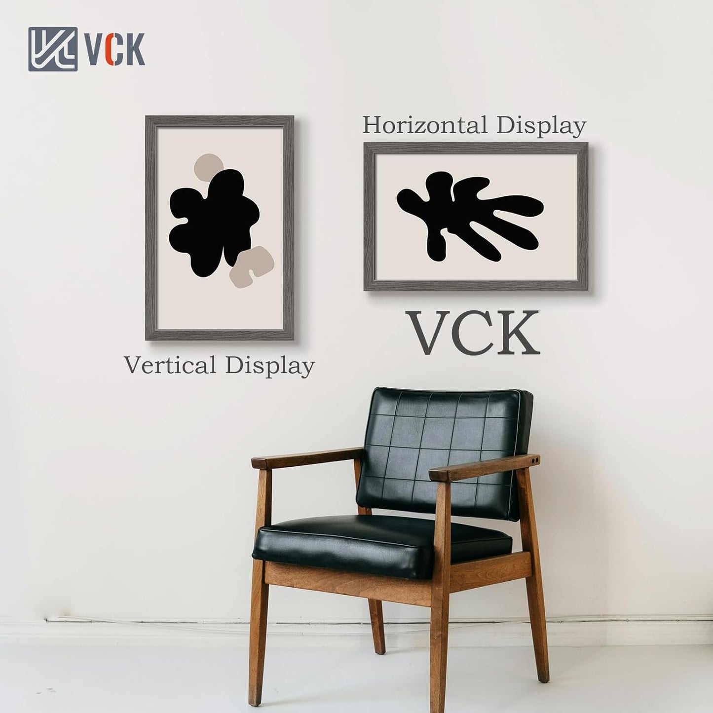 VCK 14x22 Picture Frame Set of 3, Gray Solid Wood Poster Picture Frame, Exclusive Wood Grain, Wall Mounting Hanging