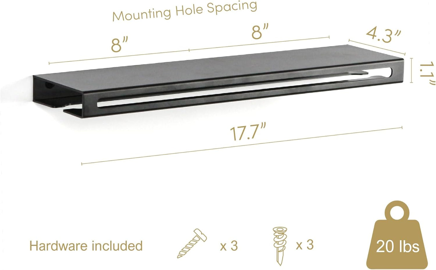 Wall Mounted Wine Rack – Metal Floating Bar Shelf with Bottle and Glass Holder, Holds 5 Bottles and 4-6 Glasses