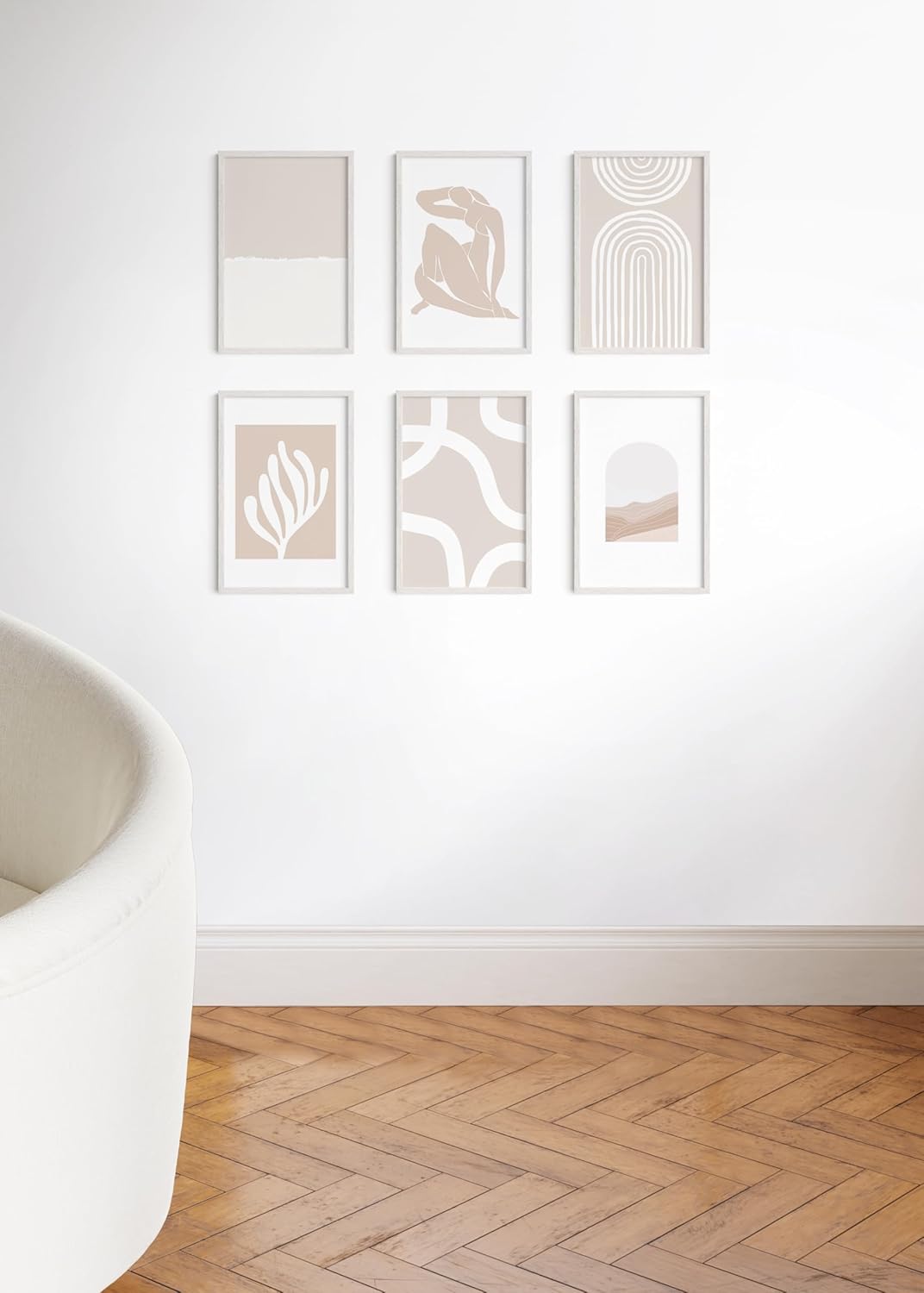 HAUS AND HUES Set of 6 11x17 Picture Frame - 11x17 Frames Wood Picture Frames, Collage Picture Frame 11x17 Wooden Frames, 11x17 Poster Frame Wooden Picture Frames Collage Wall Decor (White Oak)