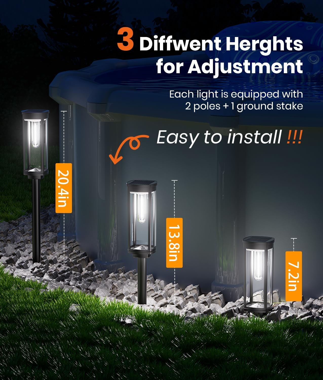 Solar Pathway Lights Outdoor Powered Waterproof 8 Pack Upgraded Solar Walkway Landscape Lighting Outside Driveway Light,Auto Dusk to Dawn On/Off for Yard Lawn Patio Decor (Cool White)