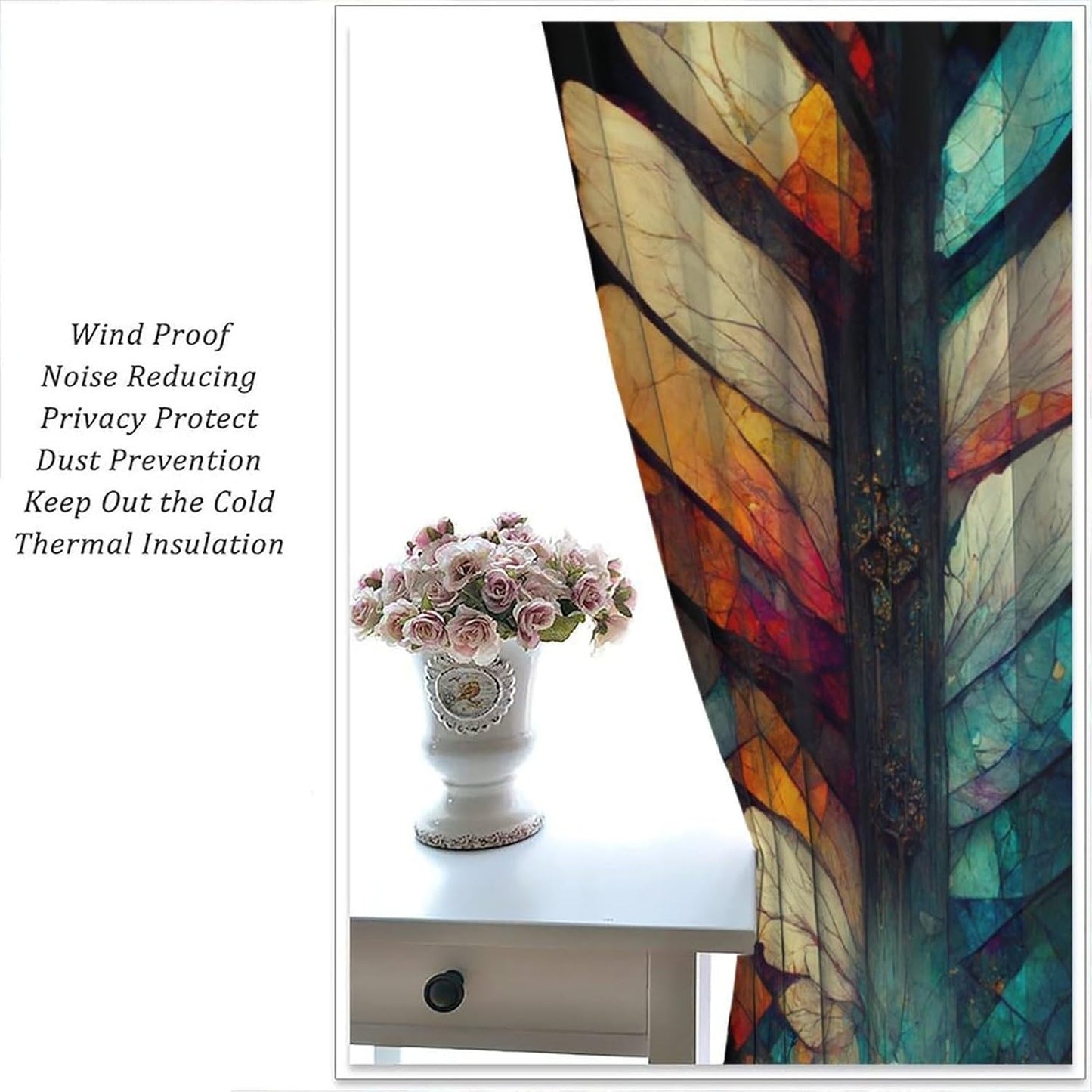 Stained Glass Curtains,Vintage Magical Colorful Abstract Art Home Decor Drapes for Bedroom Living Room Kitchen Window Treatment 2 Panels Set Total Size 63" W X 72" L Inch