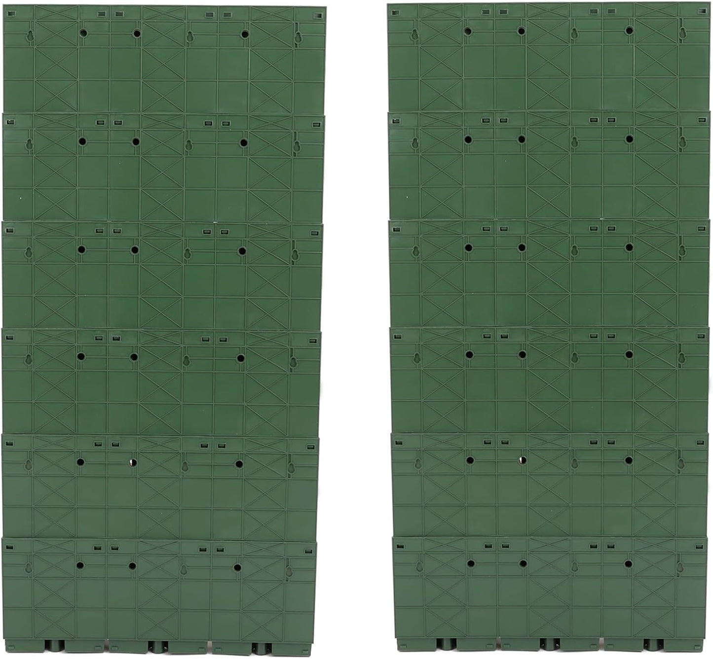 12Pieces 3-Pot Wall Planter Vertical Garden Plant Walls Wall Mounted Vertical Planter with Water-Storage Layer Stackable Wall-Mounted Flower Pot for Gardens, Balconies 180.78lbs Total Capacity (Green)