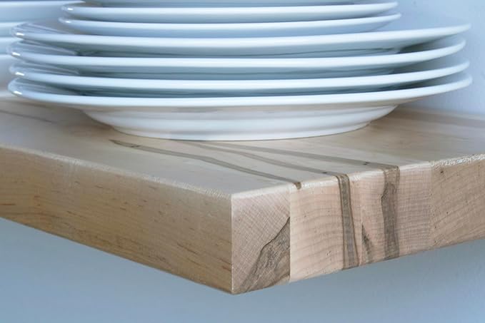 Urban Legacy Deep Floating Shelves | Wormy Maple with Furniture Grade Clear Coat | Low Profile Brackets | Set of 2 (24" x 11" x 2")