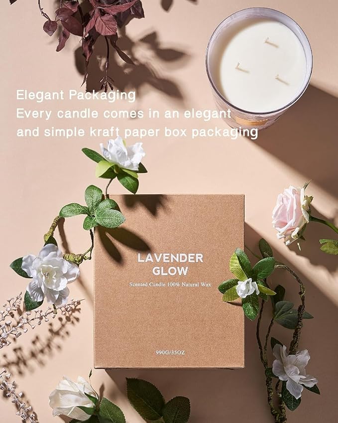 M&SENSE Large Soy Candle Linen Breeze Scented 35oz 150H Burn Time Long Lasting, 3-Wick Natural Aromatherapy Candle, No Toxic Candle Home Fragrance Housewarming Gifts