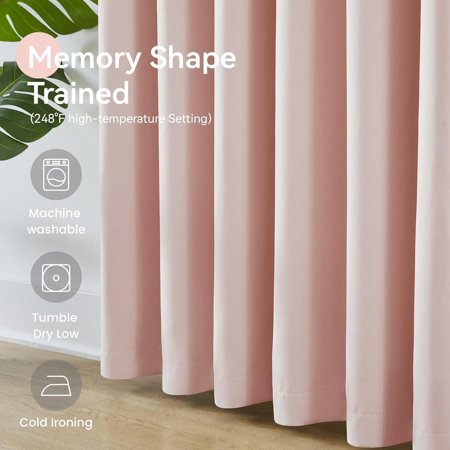 KangBang Elegant Pleated Curtains 120 Inches Long for Hall Windows, Room Darkening Window Treatment Privacy Draperies for Living Room, Aesthetic Modern Decor(Baby Pink,40”Wx120”L,2 Panels)