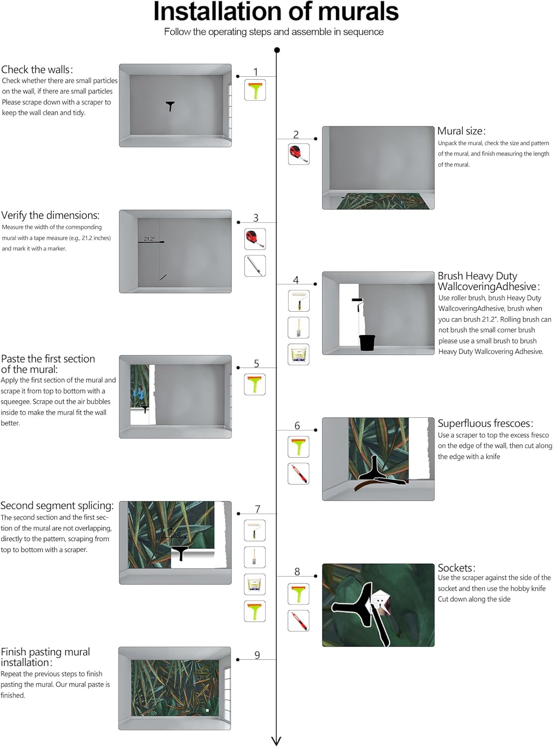 Dark Tropical Palm Leaf Wallpaper Mural Oil Painting Style Abstract Leaves Wall Mural (Not Peel and Stick)