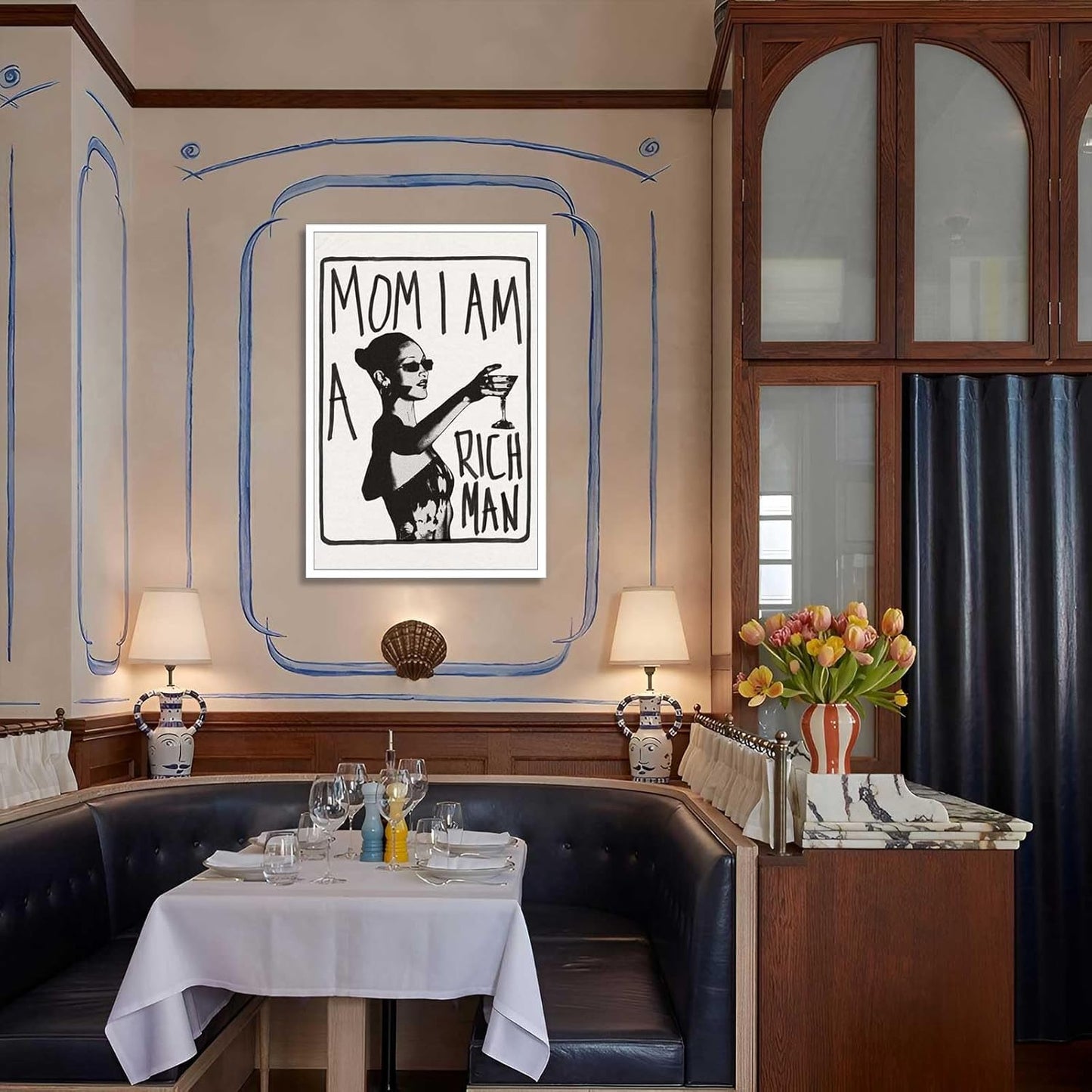 Liyark Mom I Am A Rich Man Aesthetic Retro Music Goblet Poster Feminist canvas Wall Art Vintage Bar Cart Wall Decor Preppy Dorm Decor Unique Wall Art prints painting 16x24in Unframed