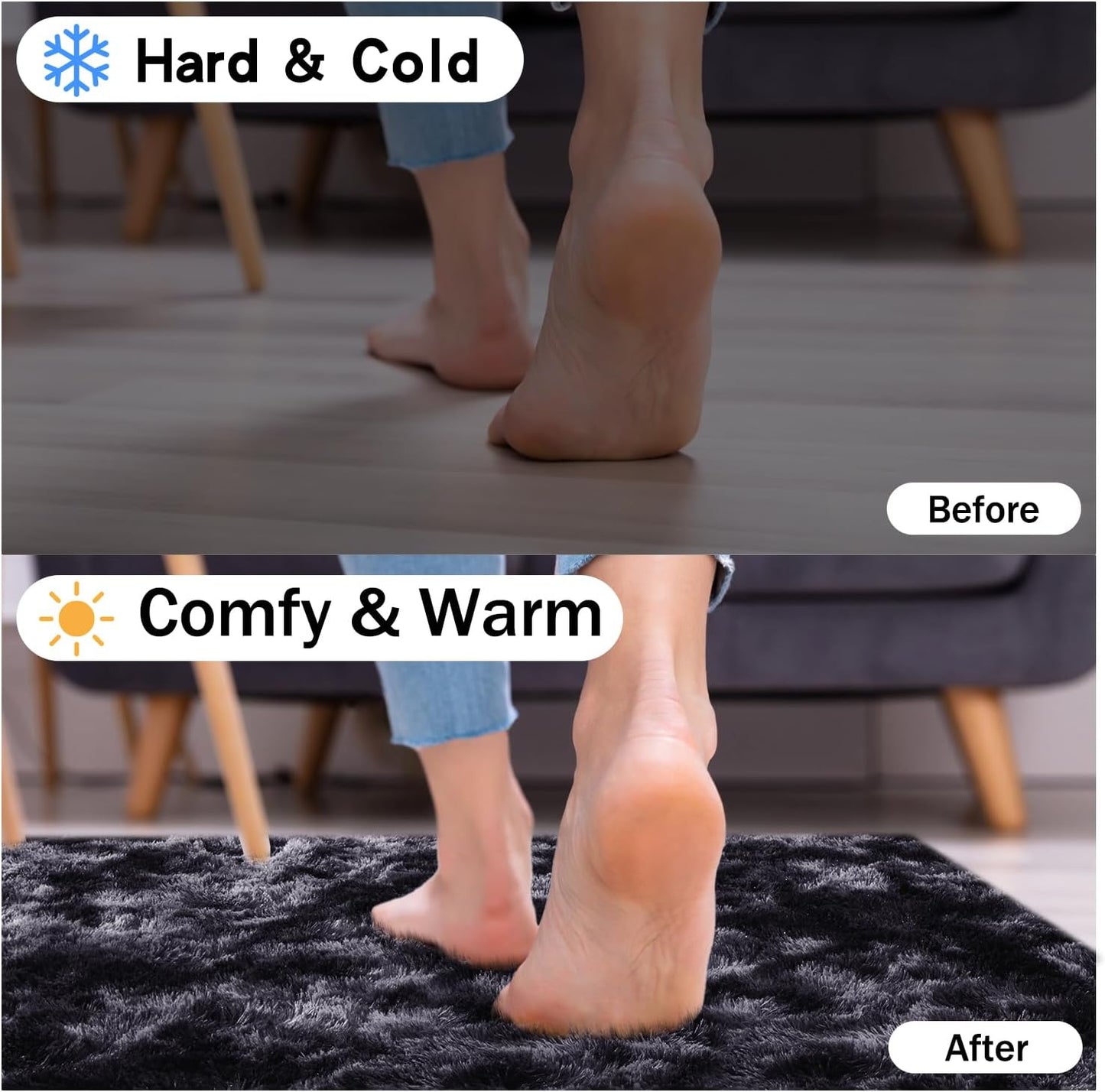 Rezutan Small Area Rug, 2x3 Rug for Bedroom Shaggy Throw Rugs for Dorm Rug, Soft Tie Dyed Carpet for Kids Room, Plush Non-Slip Fluffy Bedside Rug for Home Decor Aesthetic,Black Grey Tie-Dyed