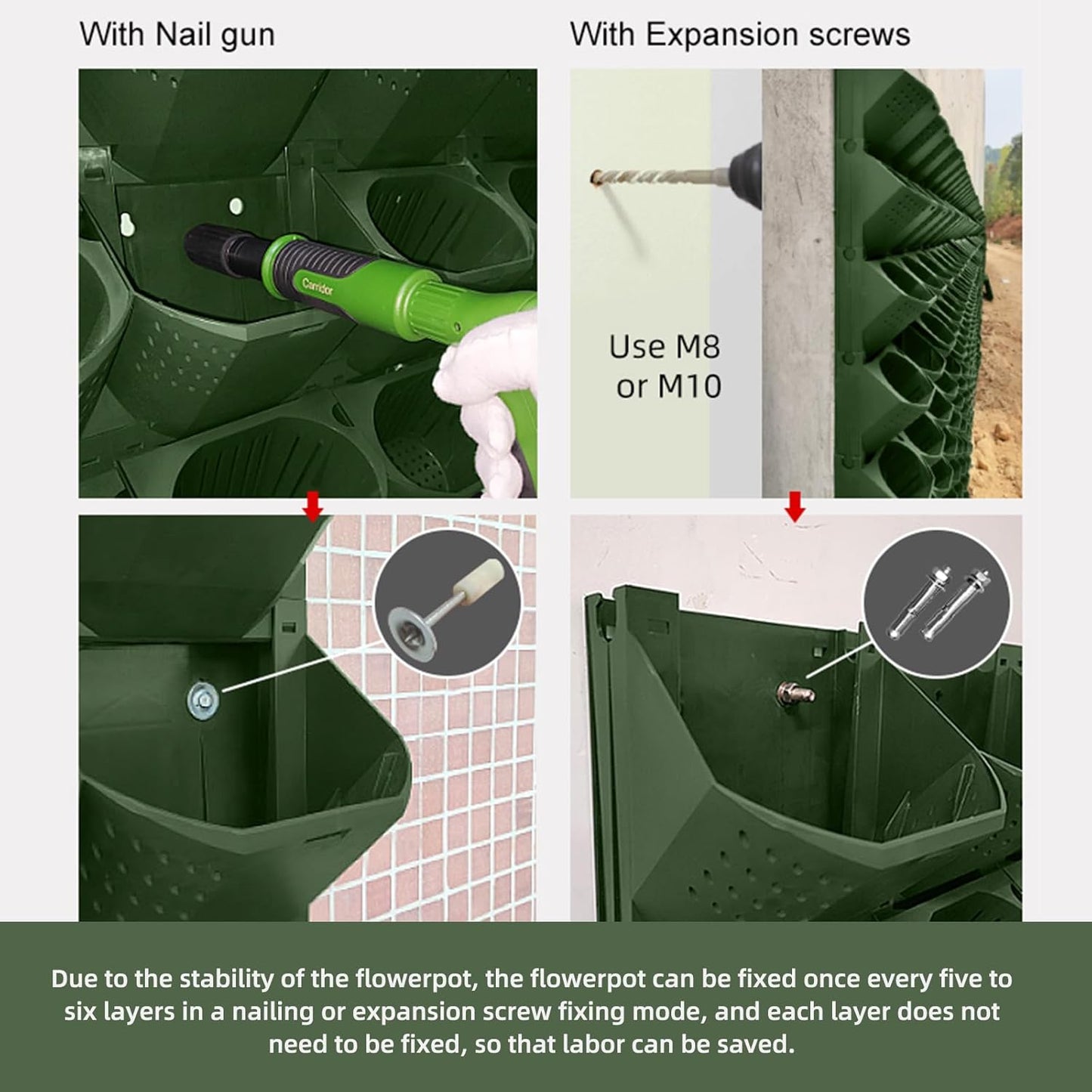 Self Watering Wall Mounted Vertical Planter, 36 Pots Wall Planter Indoor Vertical Living Green Plant Wall Easy Installation (Green)