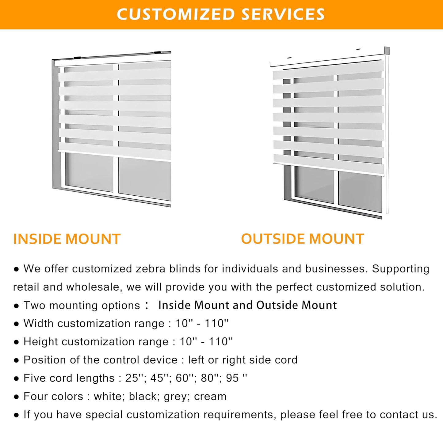 Custom Size Zebra Blinds for Windows Roller Shades Light Filtering Shades Room Darkening Window Shades for Kitchen Bedroom Office Easy to Install(Custom Size Black Color)