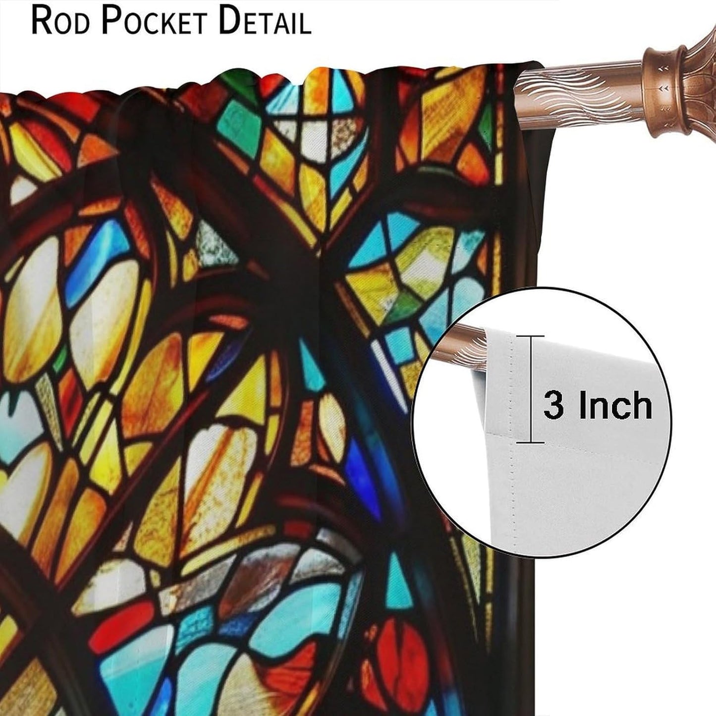 Stained Glass Curtains,Retro Mid Century Abstract Colorful Geometric Prints Home Decor Drapes for Bedroom Living Room Kitchen Window Treatment 2 Panels Set Total Size 42" W X 45" L Inch