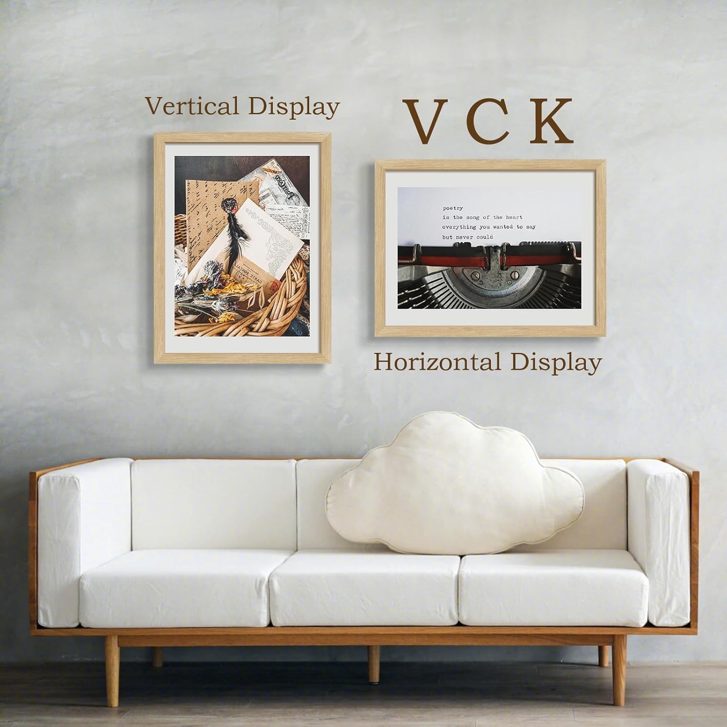 VCK 18x24 Oak Wood Frame for Poster & Picture, Natural Solid Wood Photo Frames 3 Pack, Wall Mounting Hanging