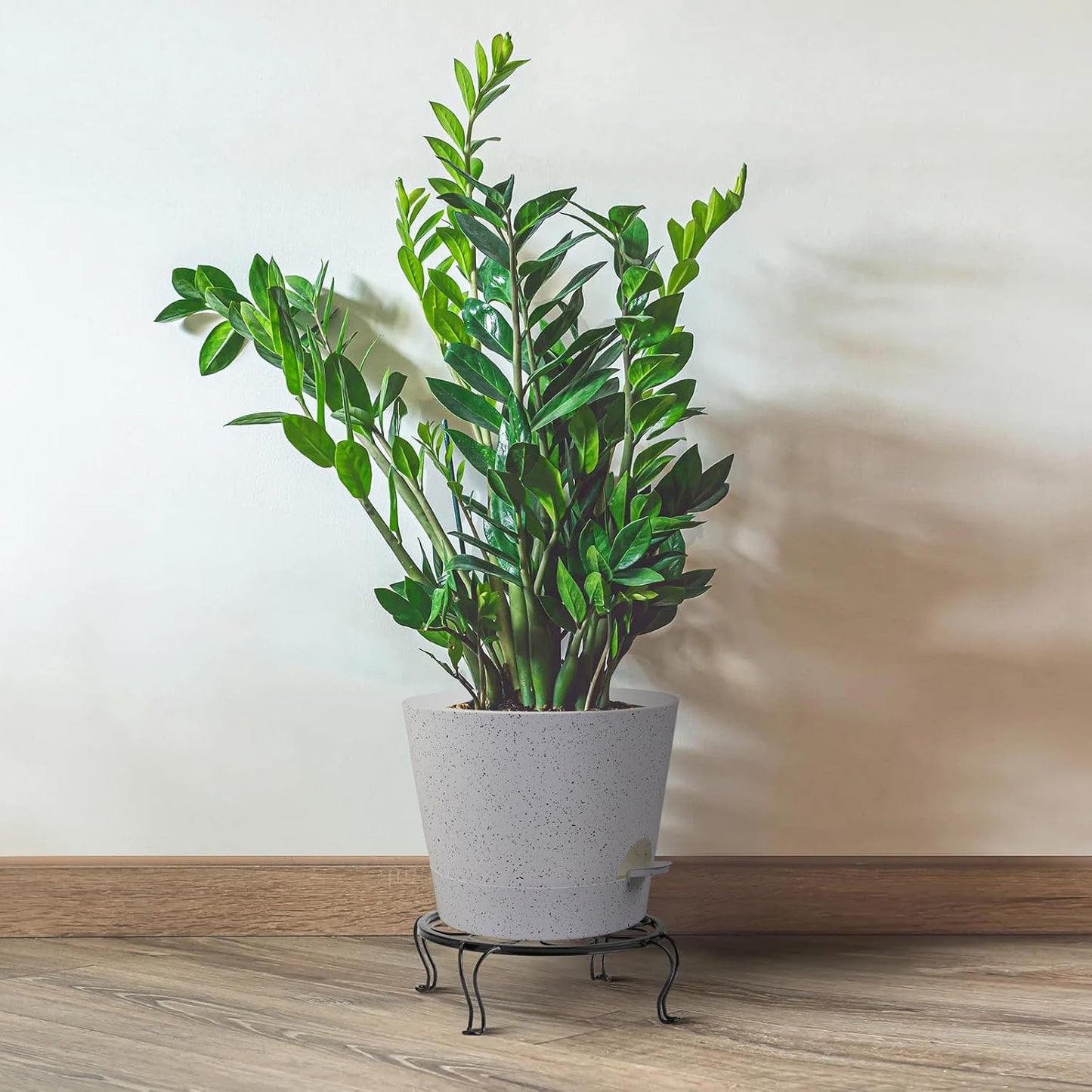 Self Watering Pots for Indoor Plants,12 inch Planters with Drainage Holes Plastic Flower Pots with Deep Reservoir, White Speckles