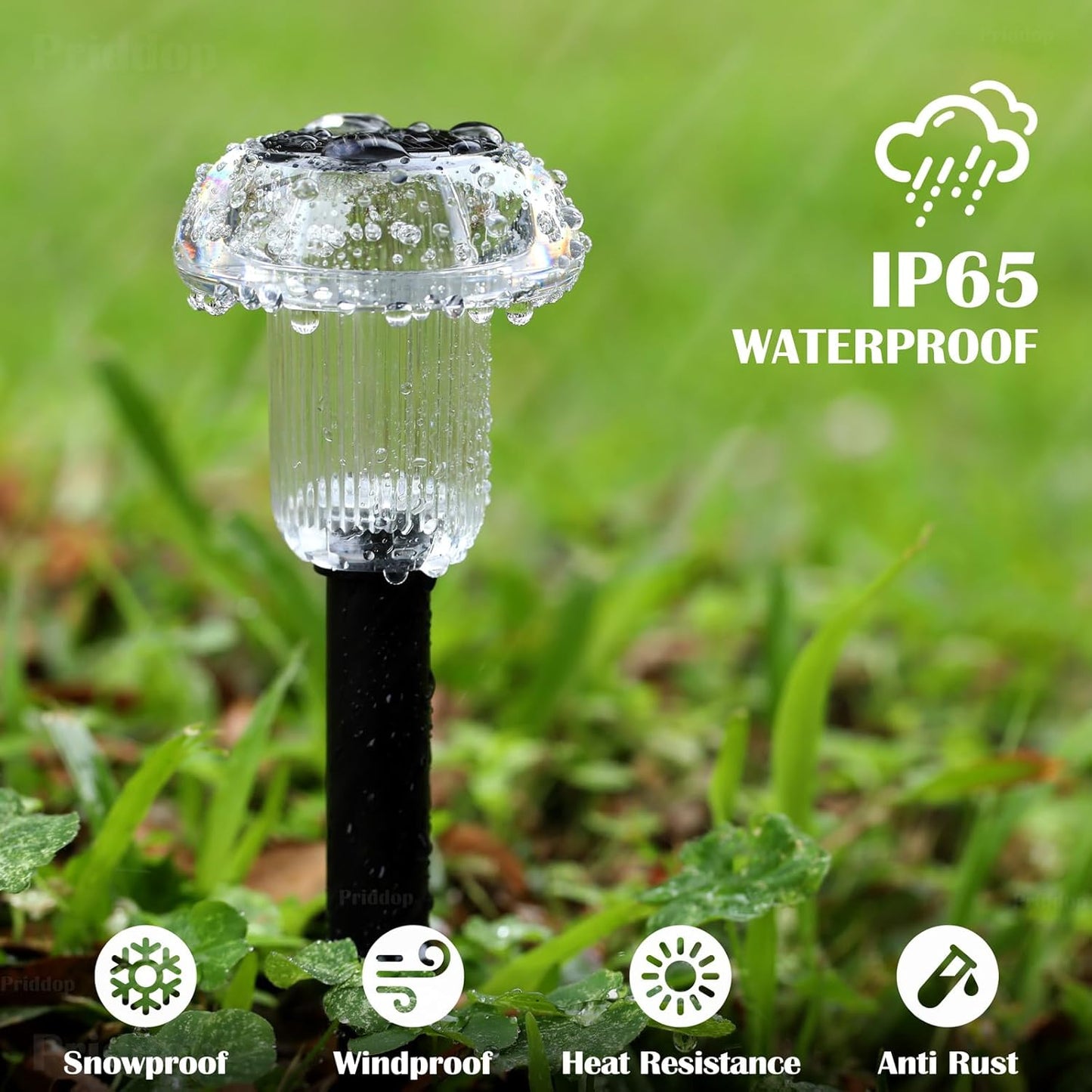 Solar Lights Outdoor Pathway Waterproof 8 Pack Cold White LED Acrylic Mushroom Decorative Garden Lights for Yard Landscape Patio Outside Decor