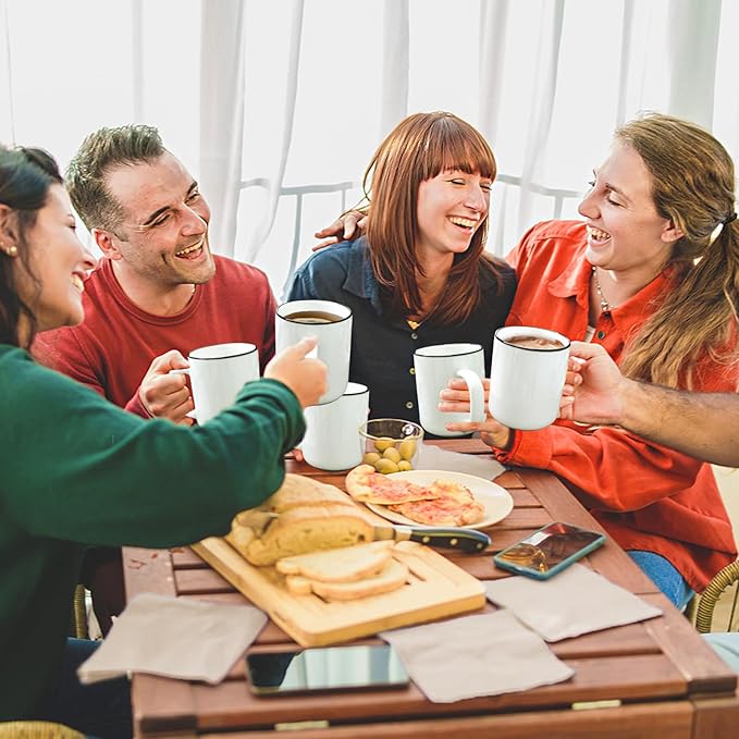 Ceramic Coffee Mug 12 oz Porcelain Coffee Mugs Set of 6 - Ceramic Coffee Cups with Handle and Speckled Patterns for Latte, Tea, Cocoa, Milk, Cappuccino, Microwave & Dishwasher Safe