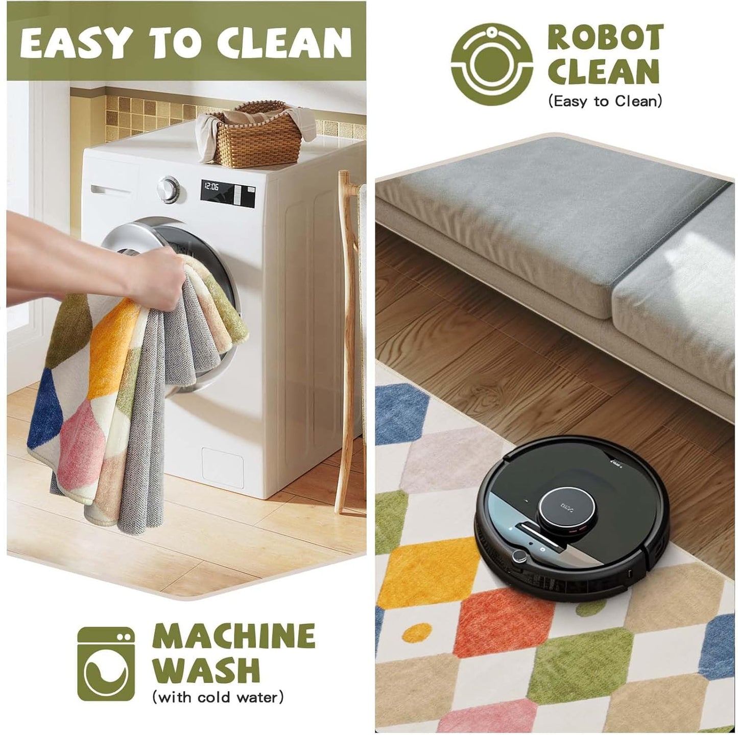 jinchan Runner Rug 2x5 Kids Hallway Washable Rug Indoor Soft Non Slip Modern Diamond Carpet for Nursery Room Bedroom Kitchen Laundry Room Circus on Cream