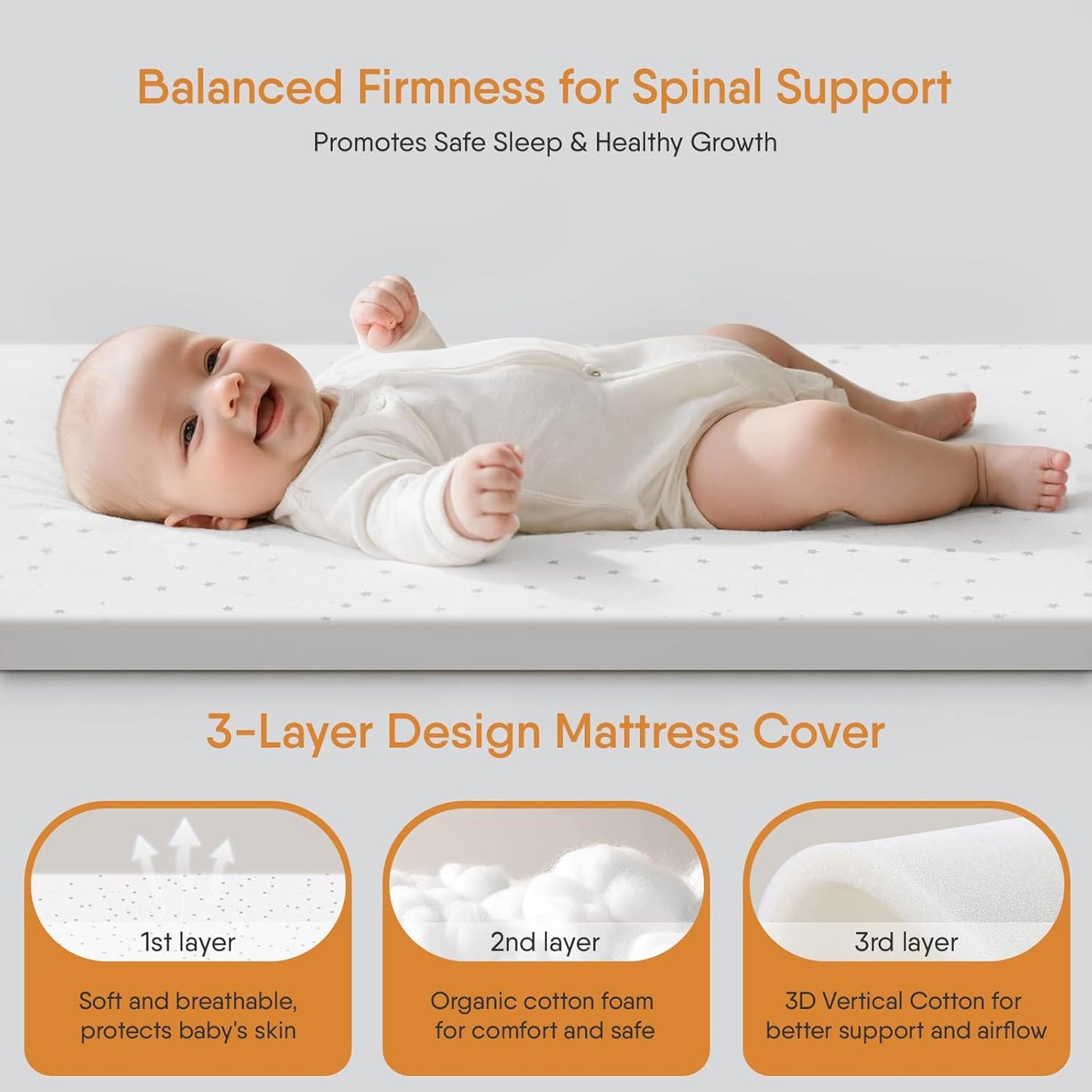 3-in-1 Baby Bassinet, Rocking Bassinet, Bedside Bassinet for Baby, Stable and Secure Bassinet Bedside Sleeper for Newborn & Infant, 6 Height Adjustable with Wheels, Mattress & Breathable Mesh