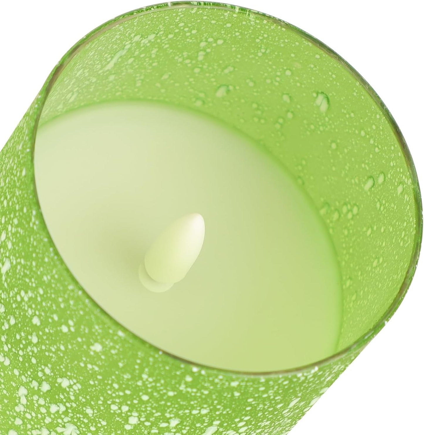 Green Flameless Candles with Remote, Glass LED Pillar Battery Operated Candles with Timer, Flickering Decorative Lights for Home Weddings Holidays Gift Set of 3