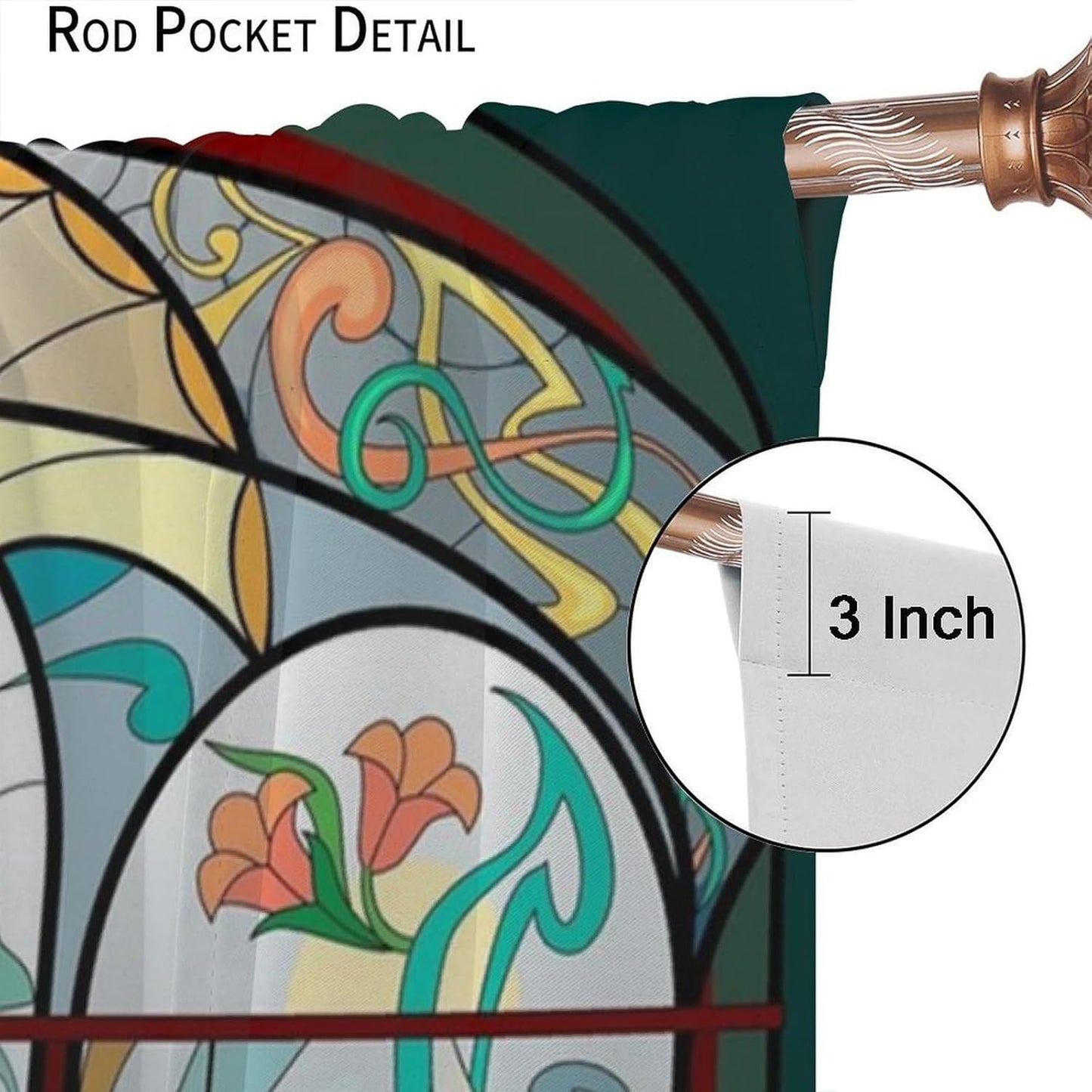 Stained Glass Curtains, Retro Mid Century Boho Abstract Art Home Decor Drapes for Bedroom Living Room Kitchen Window Treatment 2 Panels Set Total Size 42" W X 45" L Inch