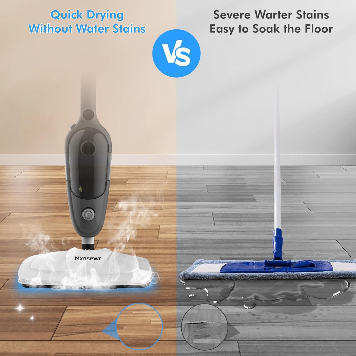 Steam Mop - All-in-one Powerful Handheld Steam Cleaner Detachable Floor Steamer with 11 Accessories, MultiPurpose Steamer for Hardwood Floors, Clothes,Windows,Tiles,Furniture,Carpet, Whole Home Use