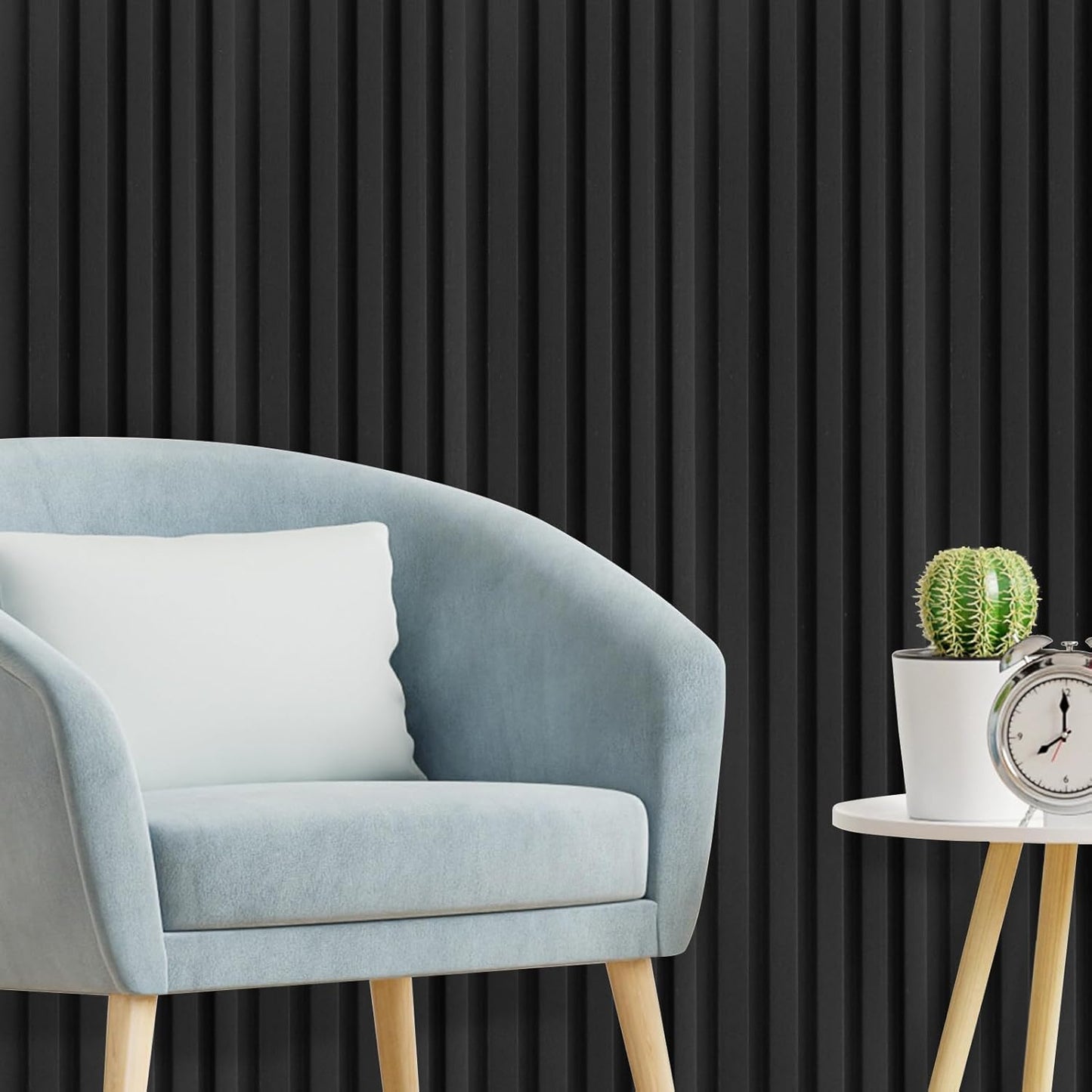 Art3d WPC Slat Wall Panels, 8-Pack 108 x 6 Inch 3D Wall Accents for Interior Wall Decor, Living Room, Bedroom, Black