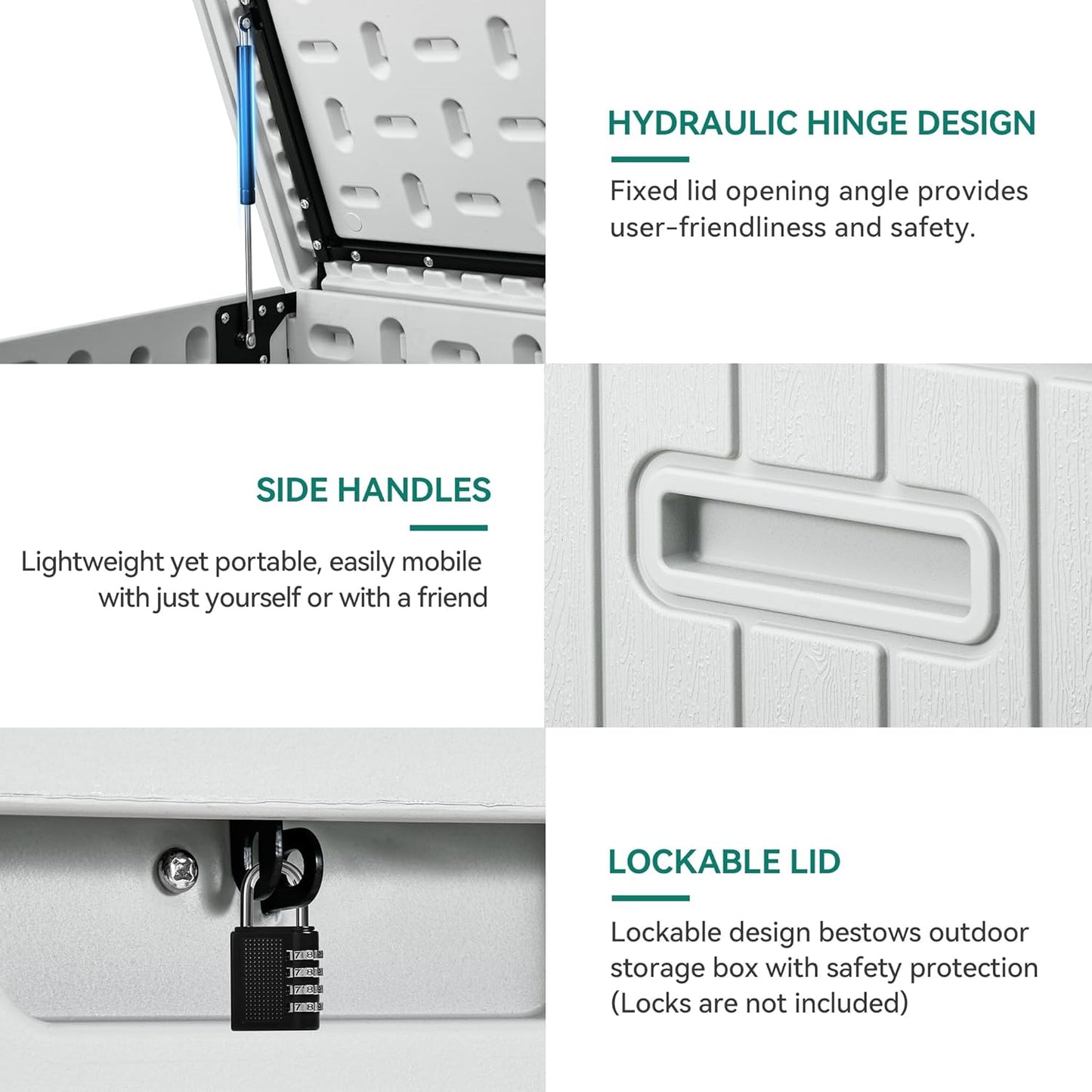 YITAHOME 260 Gallon Double-Wall Deck Box with Divider & Side Handles, Outdoor Large Storage for Patio Furniture Cushions, Garden Pool Accessories, Water Resistant & Lockable