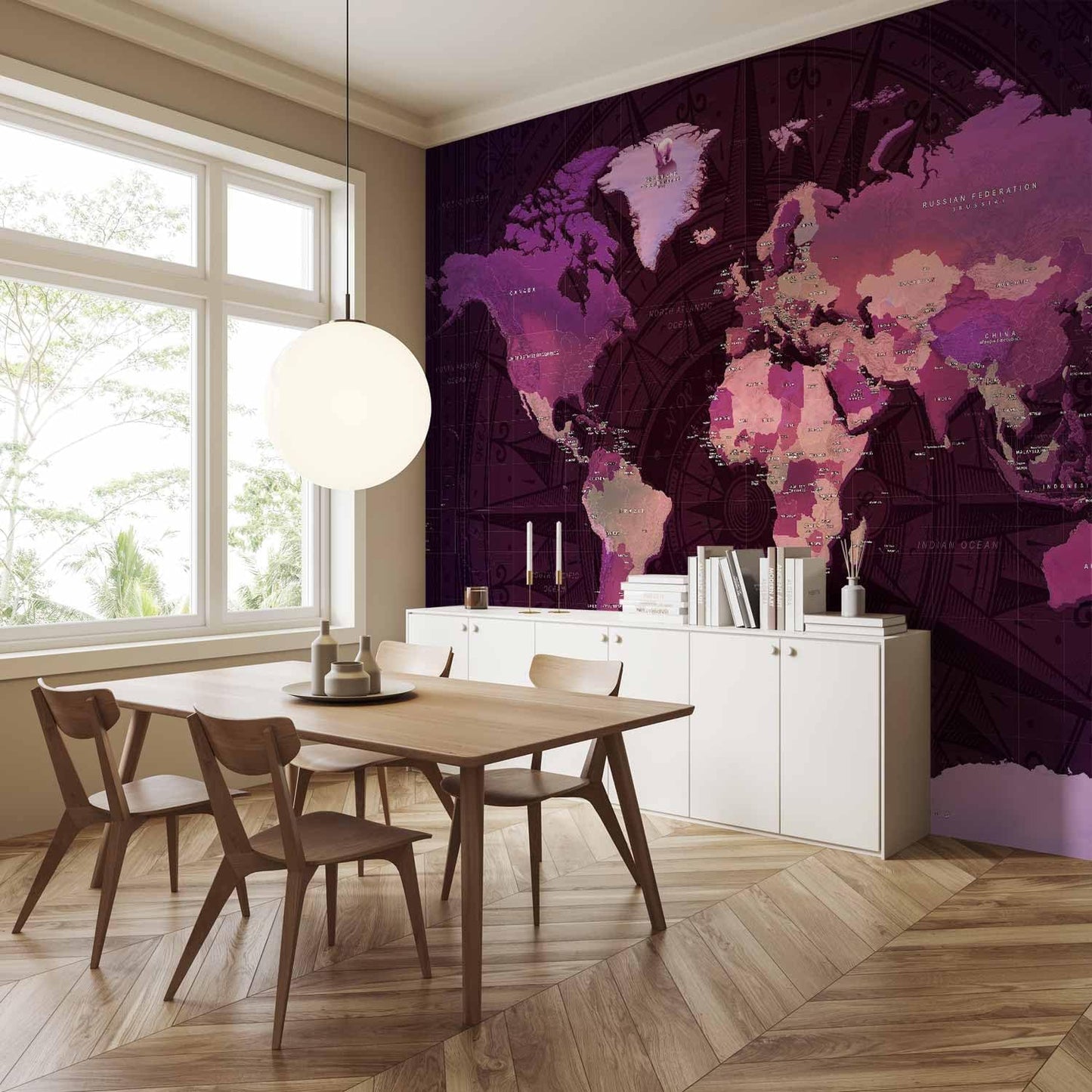 artgeist Wall Mural World Map 79x55 in - XXL Non-Woven Wallpaper Fleece Wall Decor Photo Print Picture Image Design Home Map of The World k-A-0273-a-a