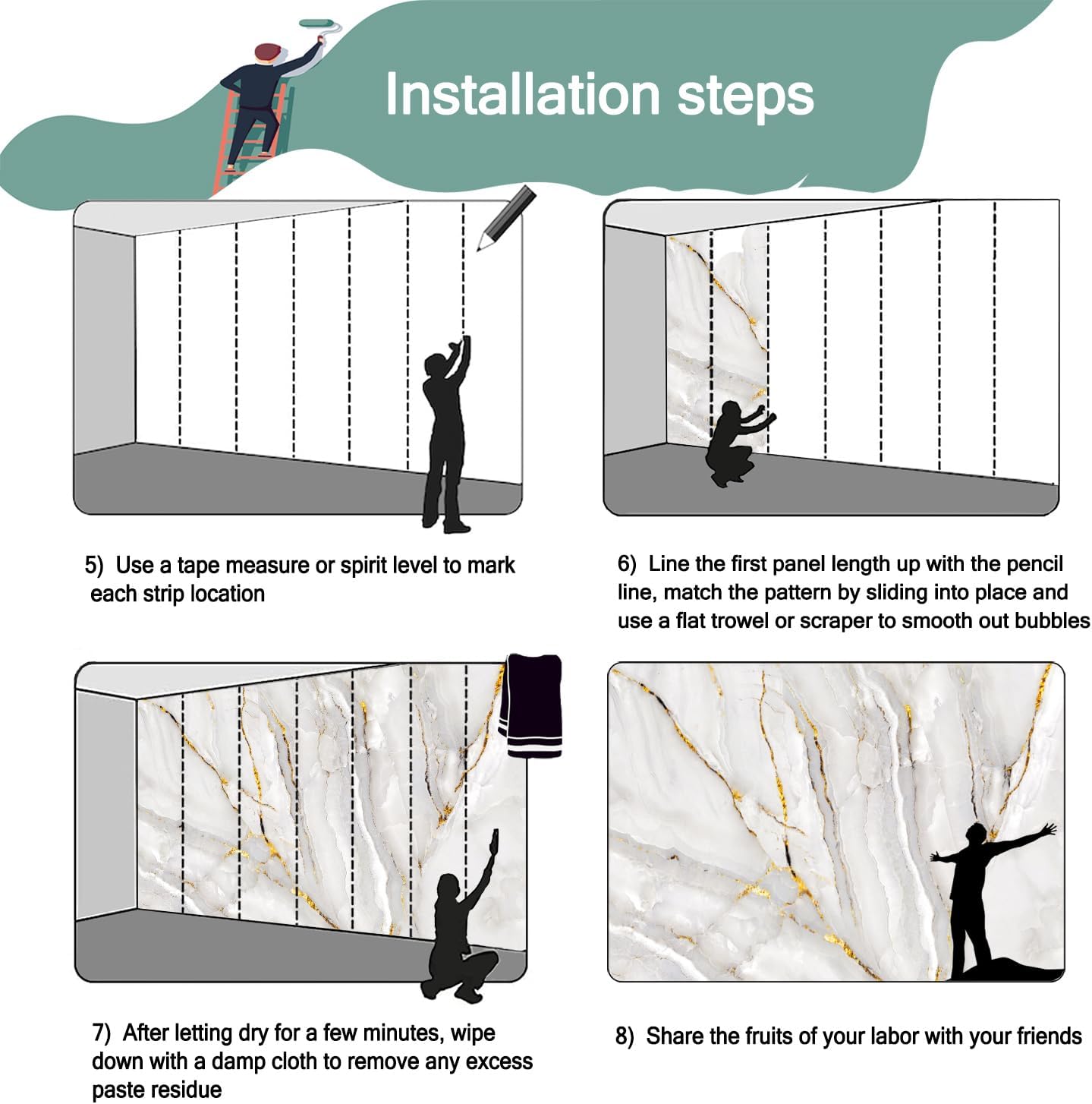 -Gold Marble Fabric Wallpaper Abstract Texture Mural Living Room 180" x 115" (Not Peel and Stick)