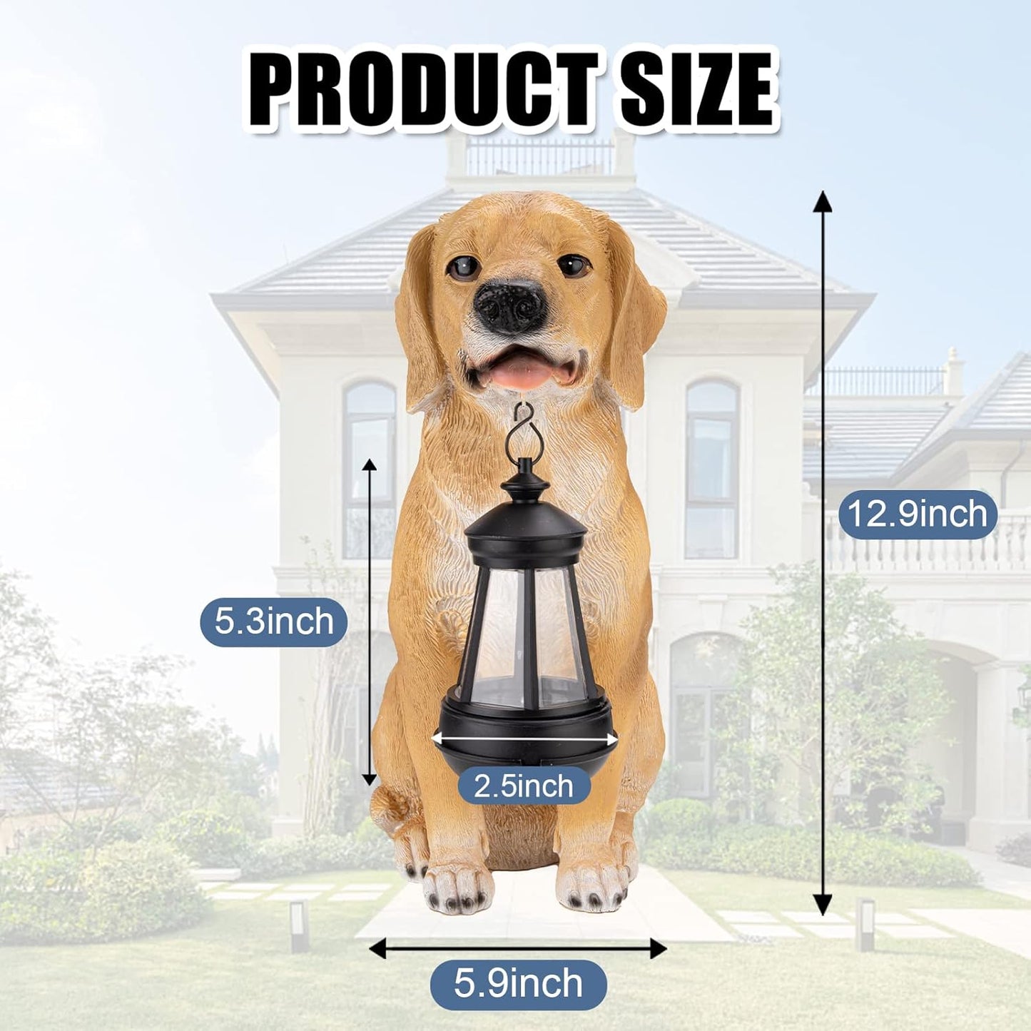 Garden Dog Statues Outdoor Decor, Solar Lights Outdoor Statue Outdoor Decorations Solar Dog Ornaments for Patio, Lawn, Yard Art Decoration, Housewarming Garden Gift