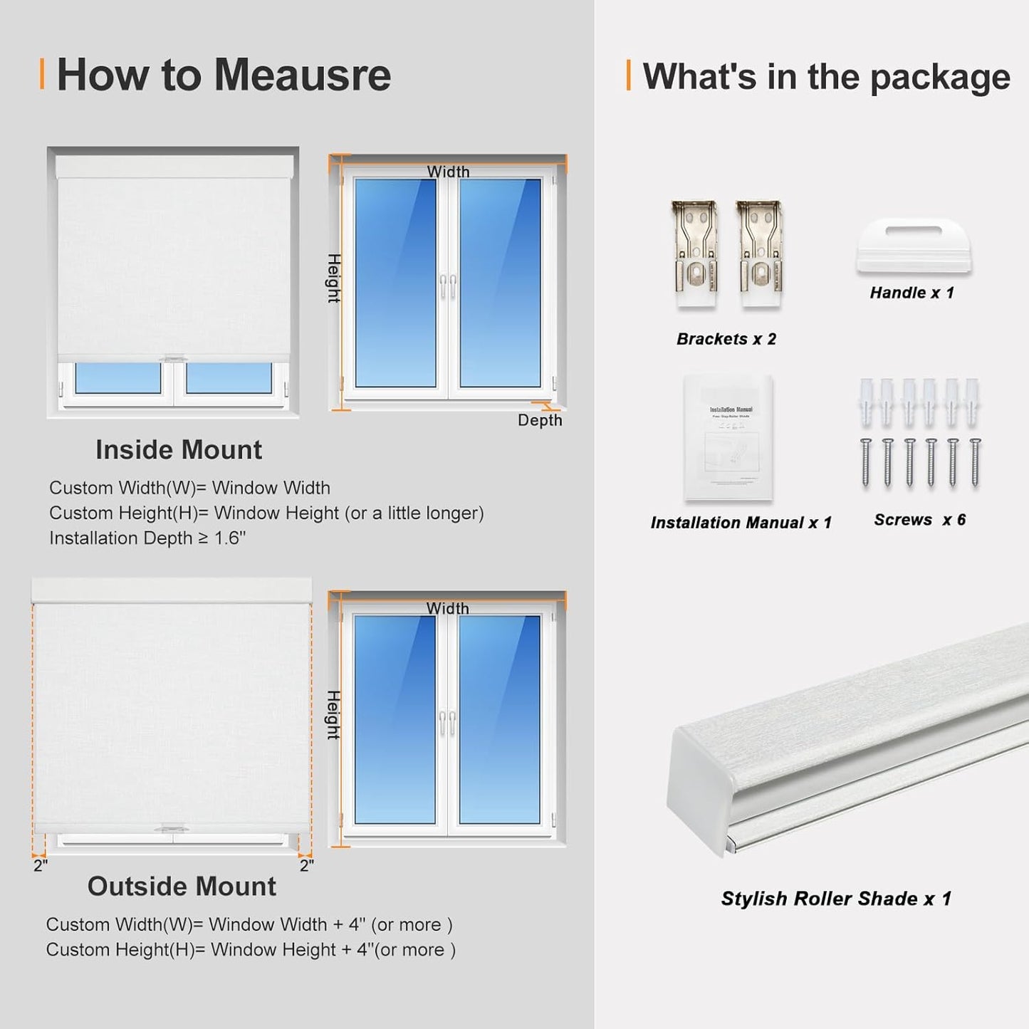 Persilux Blackout Roller Shades & Blinds Windows Shades Free-Stop Blackout Blinds with Jacquard Fabric,Cordless Blinds Pull Down Shades for Home, Easy to Install for Door/Office, White(81" W x 56" H)