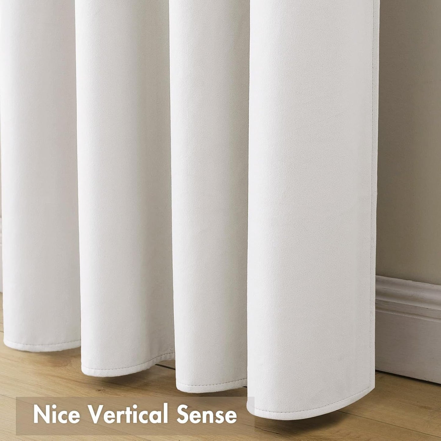 MIULEE White Velvet Curtains Thermal Insulated Blackout Curtain Drapes for Bedroom Living Room Darkening 84 Inches Long Curtains Panels Rod Pocket Set of 2