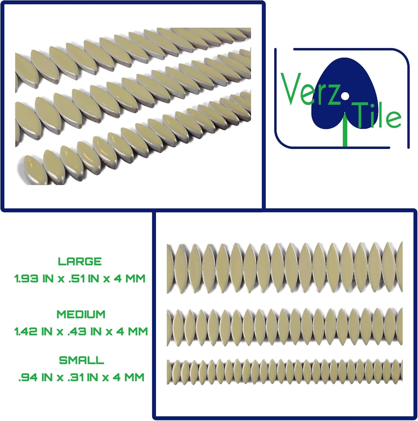 VerzTile Mosaic Tiles for Crafts - Petal Shaped Ceramic Tile Craft Hobbies & Art Projects 39 Color Options Endless Creativity DIY Design (Pale Yellow)