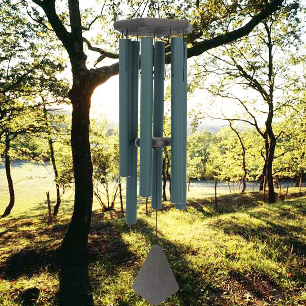 Sympathy Wind Chimes Outdoor Deep Tone,36Inch Melody Wind Chimes Large with 6 Heavy Tubes Tuned Bass Tone,Memorial Windchimes Personalized for Mother Father,Garden Decor Chime,Forest Green