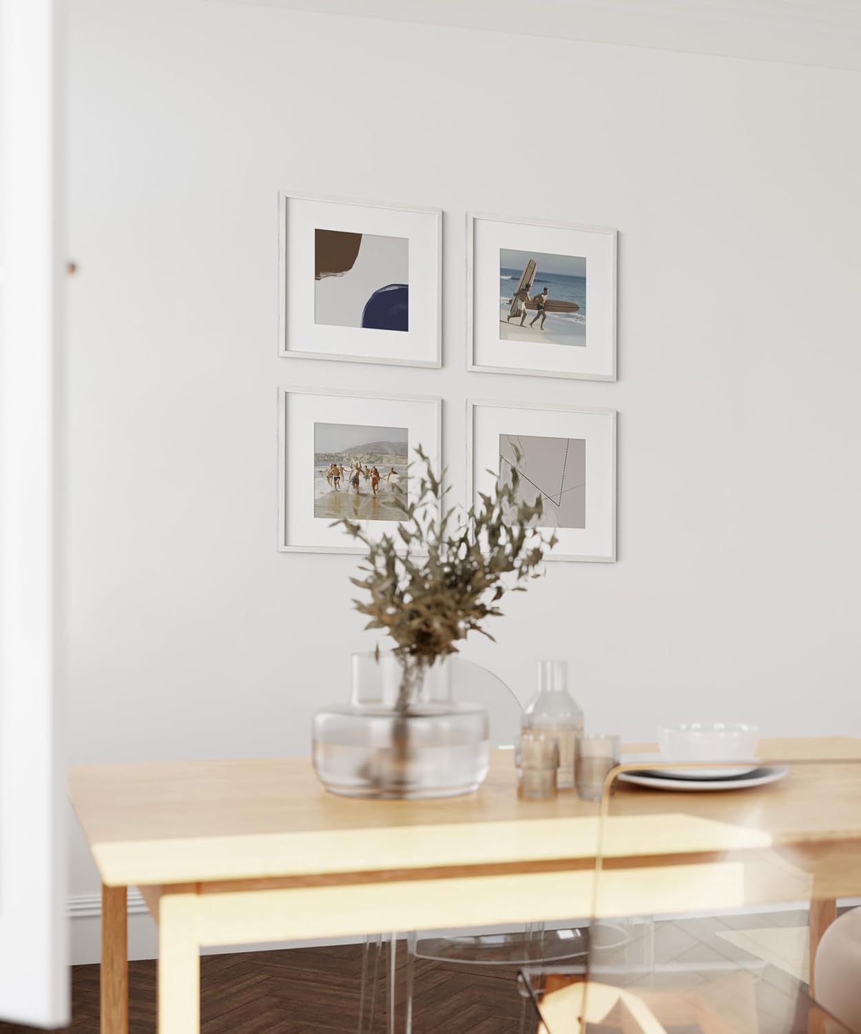 HAUS AND HUES Square Picture Frames 12 x 12 Set of 15 - Photo Gallery Wall Frame Set, Wood Frames With Mat, White Oak