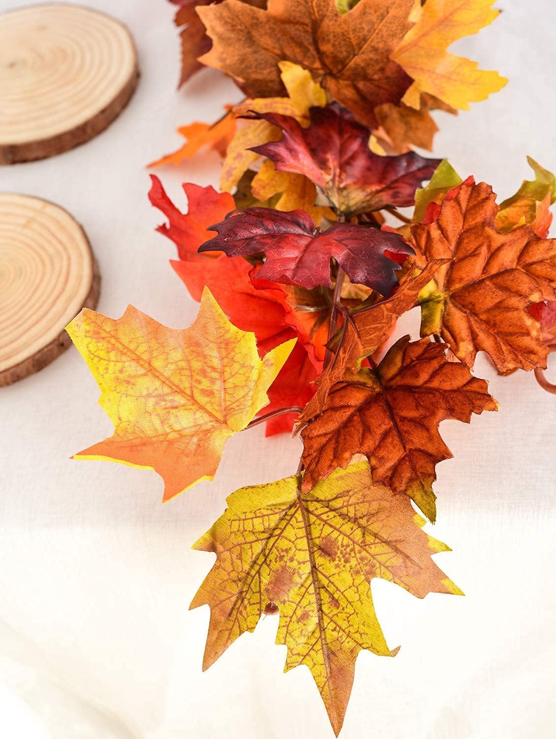 3 Pack Fall Maple Leaf Garland Artificial Maple Garland, Autumn Hanging Fall Leave Vines for Indoor Outdoor Wedding Thanksgiving Dinner Party Decor