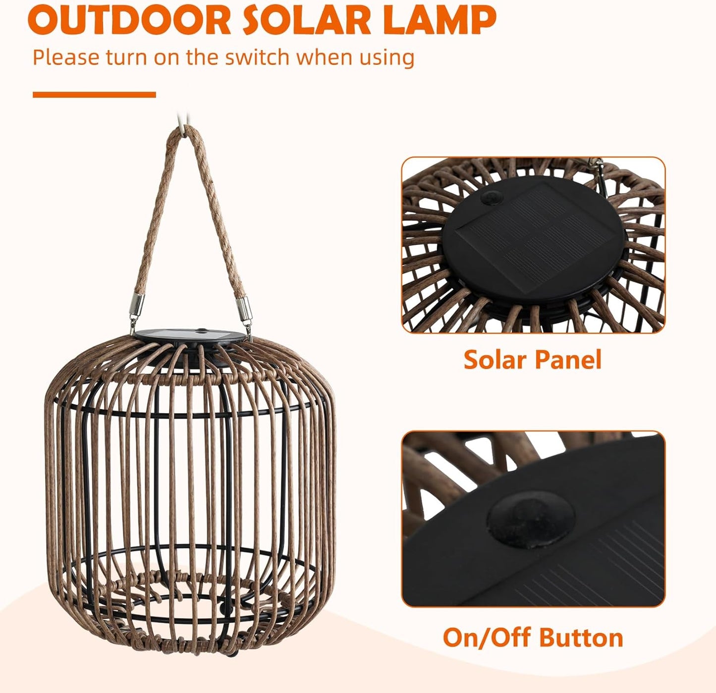 Solar Yard 2-Pack Outdoor Solar Lamp, Water-Resistant Lights for Outside Hanging Lantern Table Lamp Lights Decoration for Garden, Yard, Patio, Porch, Trees, Pathway, Natural